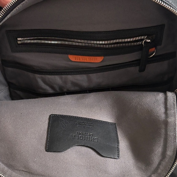 Shinola Detroit Runwell Backpack Bag Mens Black Leather Adjustable Commuter Tote - Picture 4 of 8